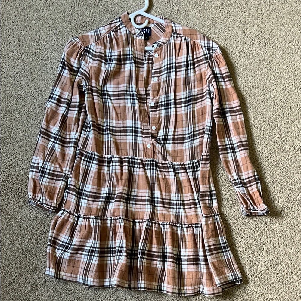 GAP Brown Plaid Button-Up Dress